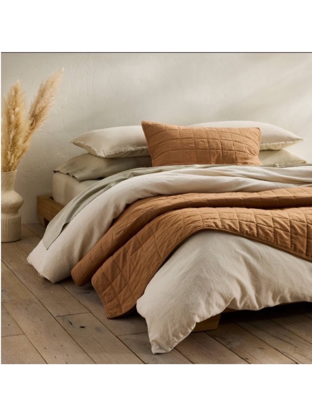 NWT Full/Queen Heavyweight Linen Blend Quilt Warm Brown - Casaluna - Picture 4 of 5